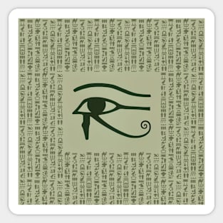 Eye of Horus, ancient Egypt, hieroglyphs, vintage look, green Sticker